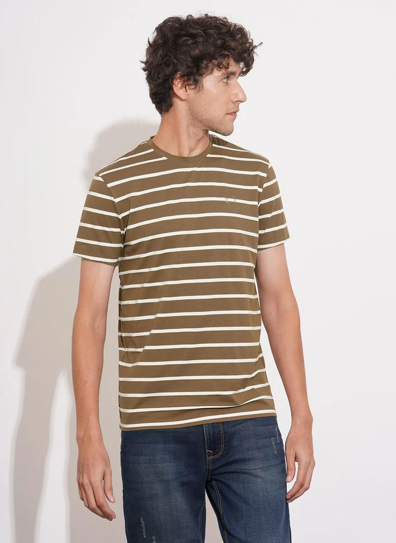 Being Human Men Striped Round Neck Short Sleeves Regular Fit T-shirt