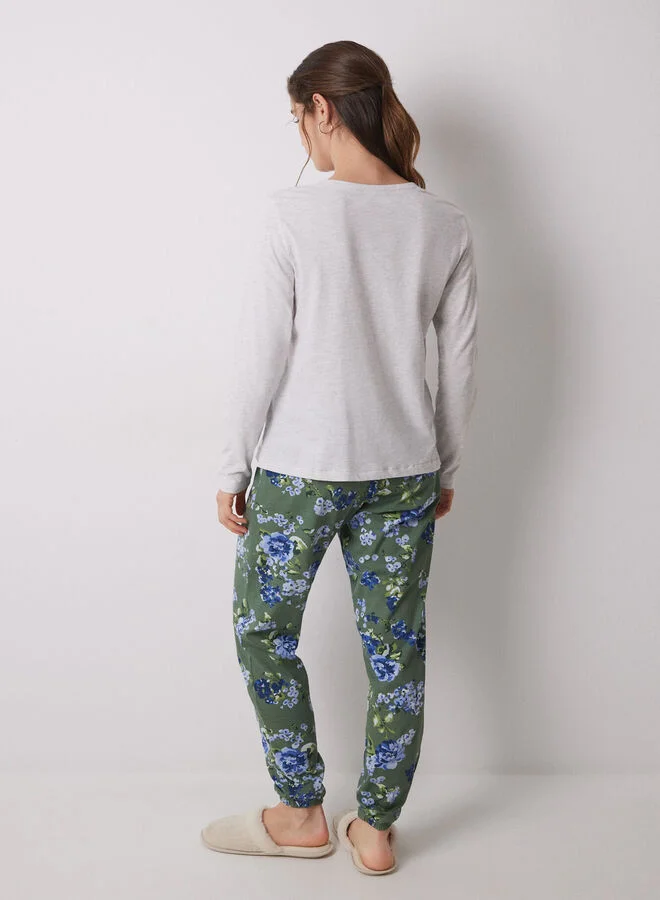 women'secret Long 100% cotton floral print pyjamas