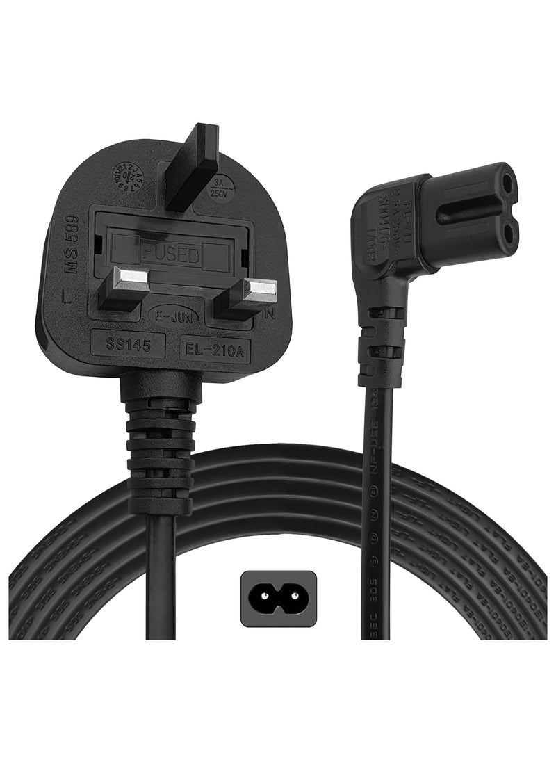 Generic 3 Pin AC Power Cable 1.5M, Right Angle IEC-C7 Connector Universal Compatibility: PS4, PS5, Samsung LG TCL Sony TV, Speaker Power Cable & xbox Power Cable, 2 Prong AC Power Cord Cable  - Image 1