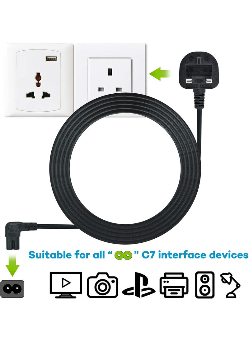 Generic 3 Pin AC Power Cable 1.5M, Right Angle IEC-C7 Connector Universal Compatibility: PS4, PS5, Samsung LG TCL Sony TV, Speaker Power Cable & xbox Power Cable, 2 Prong AC Power Cord Cable  - Image 3