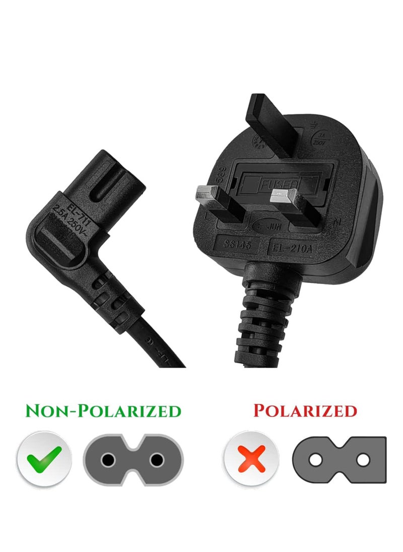 Generic 3 Pin AC Power Cable 1.5M, Right Angle IEC-C7 Connector Universal Compatibility: PS4, PS5, Samsung LG TCL Sony TV, Speaker Power Cable & xbox Power Cable, 2 Prong AC Power Cord Cable  - Image 4