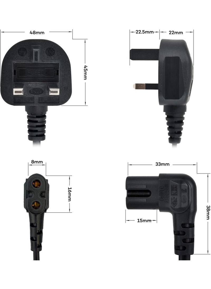 Generic 3 Pin AC Power Cable 1.5M, Right Angle IEC-C7 Connector Universal Compatibility: PS4, PS5, Samsung LG TCL Sony TV, Speaker Power Cable & xbox Power Cable, 2 Prong AC Power Cord Cable  - Image 5