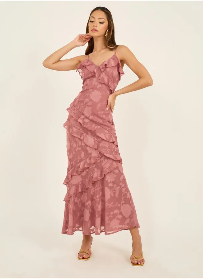 ستايلي Ruffle Detail Strappy A-Line Maxi Dress