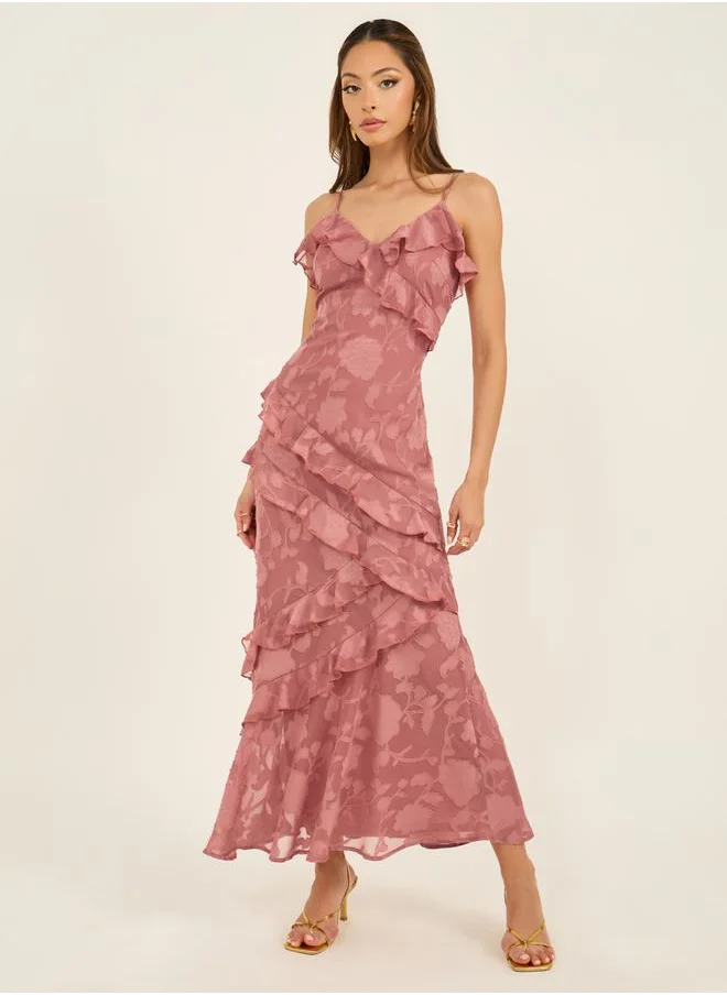 ستايلي Ruffle Detail Strappy A-Line Maxi Dress