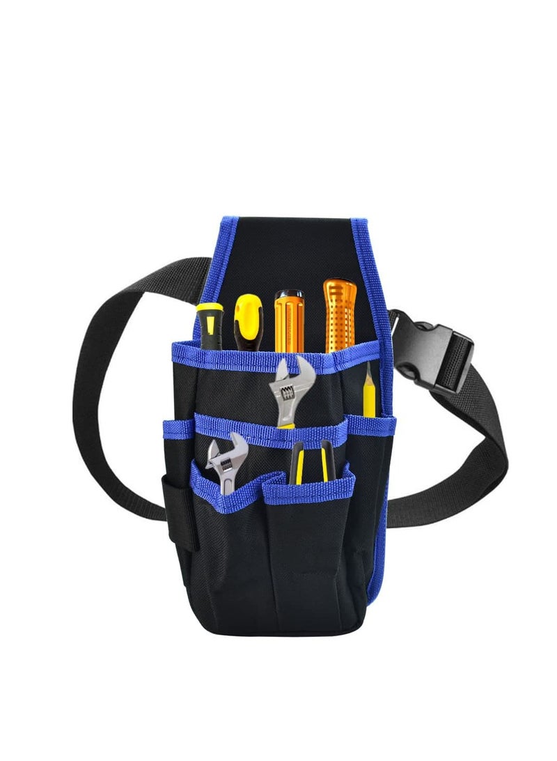 Barakah حقيبة أدوات الخصر حقيبة قماش أدوات منظم حقيبة أدوات صغيرة مع حزام نايلون قابل للتعديل لفنيي الكهرباء والنجارين والبنائين باللون الأسود - Image 1