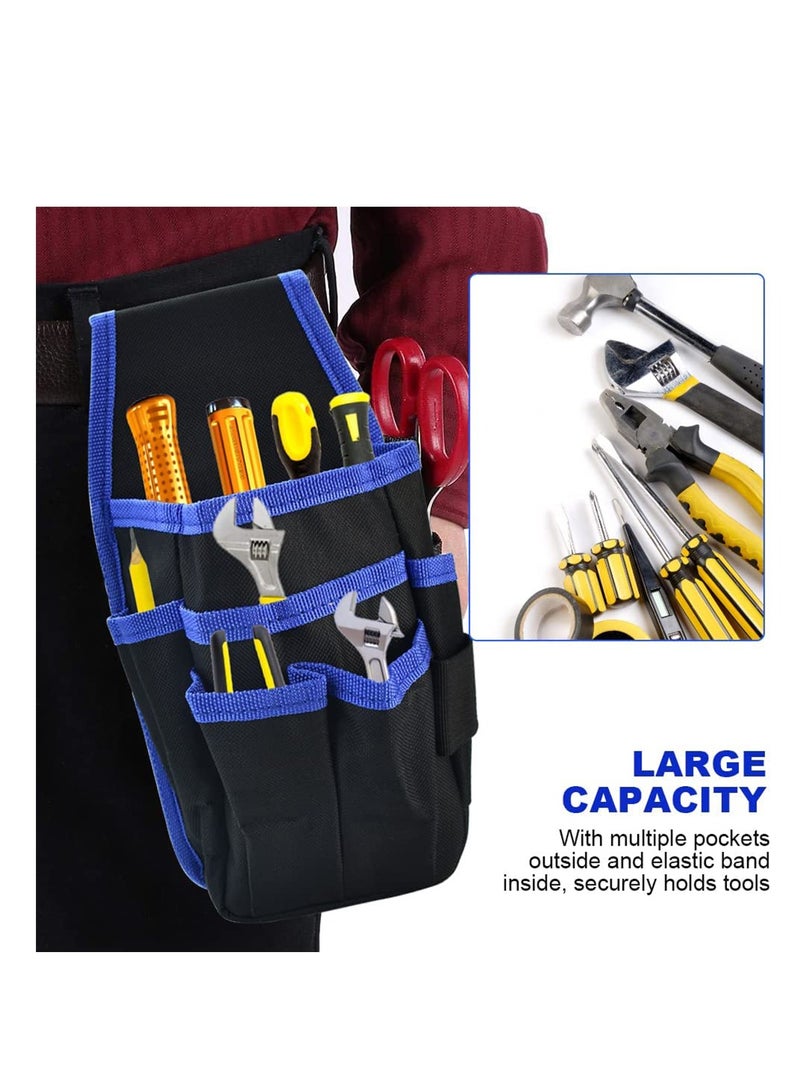 Barakah حقيبة أدوات الخصر حقيبة قماش أدوات منظم حقيبة أدوات صغيرة مع حزام نايلون قابل للتعديل لفنيي الكهرباء والنجارين والبنائين باللون الأسود - Image 5