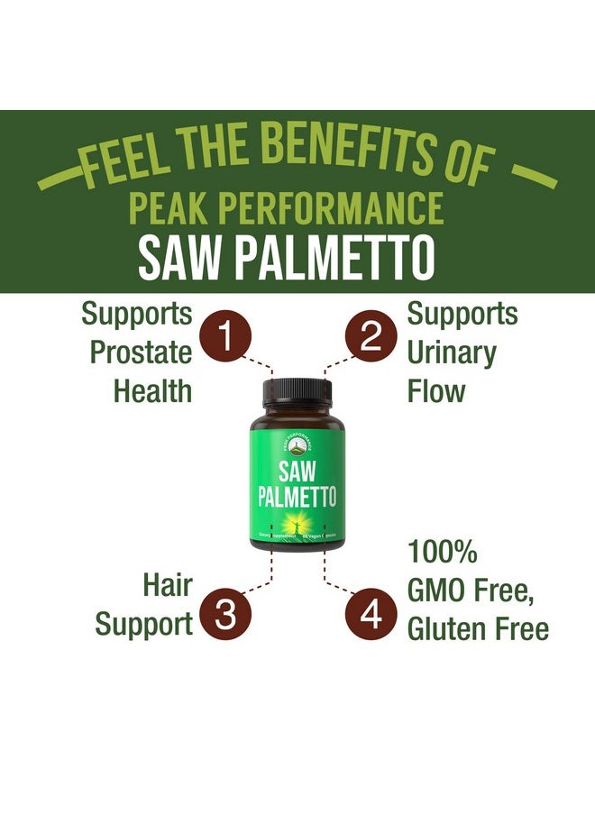 Peak Performance Saw Palmetto Capsules For Men And Women 1000Mg All Natural Saw Palmetto Extract Pills For Prostate Support. Dht Blocker Supplement For Hair Loss Prostate Health Urinary Flow  - Image 4