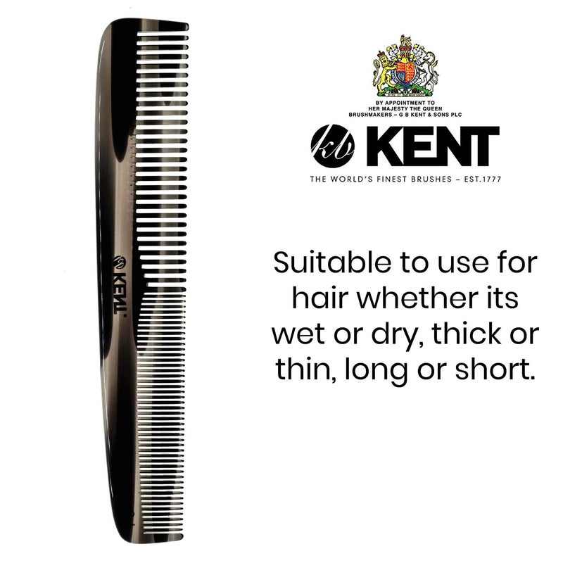 Kent 9T Black Graphite Fine Tooth and Wide Tooth Detangler Comb - Large Handmade Dressing Comb for Wet Hair and Durable Grooming, Hand Polished, Saw-Cut Made in England - Image 5