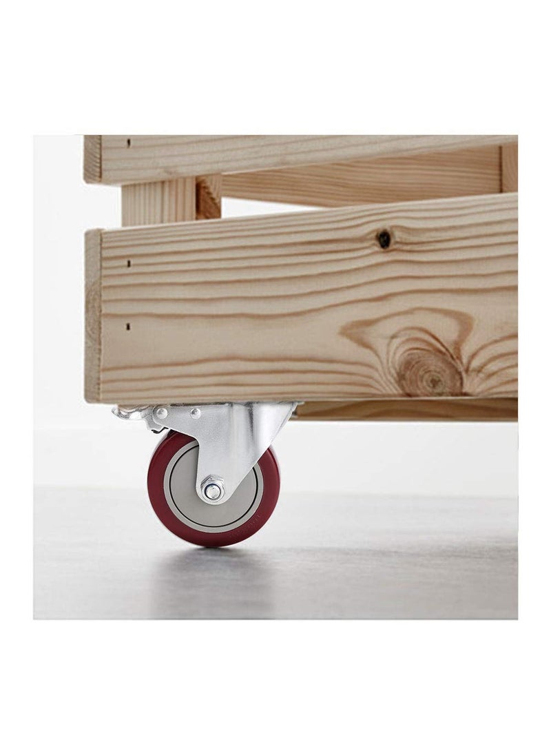 YAEMIKY 4 Inch Heavy Duty Plate Casters Set of 4 434 PVC Swivel Casters with Brakes No Noise Wheels for Furniture Industrial 1200LbsRed  - Image 5