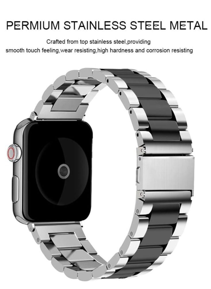 Metal Bands Compatible with Apple Watch Band 42mm 44mm 45mm, Stainless Steel Magnetic Absorption Strap, Wristband for iWatch Band for Apple Watch Series 7/6/5/4/3/2/1/SE, - Image 2