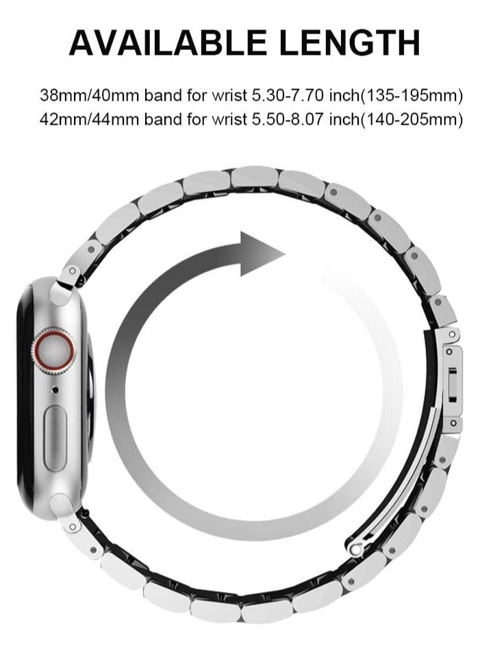 Metal Bands Compatible with Apple Watch Band 42mm 44mm 45mm, Stainless Steel Magnetic Absorption Strap, Wristband for iWatch Band for Apple Watch Series 7/6/5/4/3/2/1/SE, - Image 3