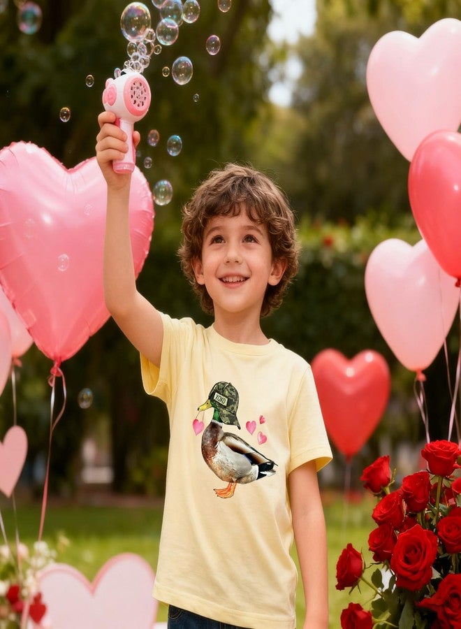 Geoyune Toddler Valentines Shirts Boys Girls Cute Valentine Vibes Graphic Clothes Kids Casual Short Sleeve Tee Tops 2-7 Years, B#funny Duck, 7 Years - Image 3