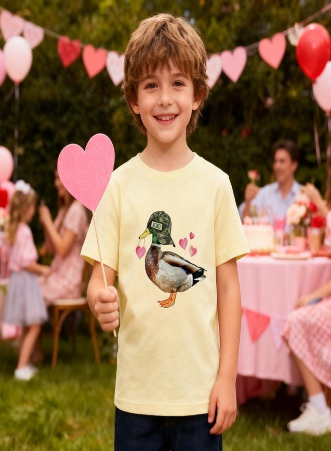 Geoyune Toddler Valentines Shirts Boys Girls Cute Valentine Vibes Graphic Clothes Kids Casual Short Sleeve Tee Tops 2-7 Years, B#funny Duck, 7 Years - Image 4