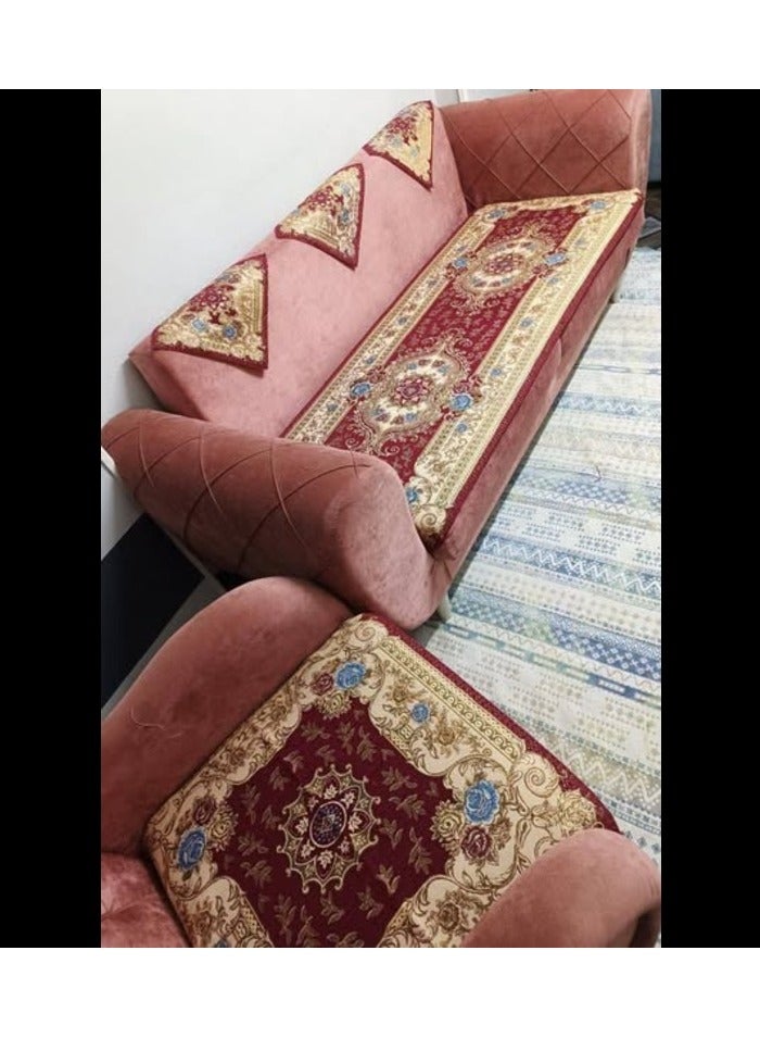 طقم بياضات انتريه شانليا بوكيهات 10 قطع  كمبه كبيره و كنبه  اصغر و2 كرسى و6 مناديل  - Image 3