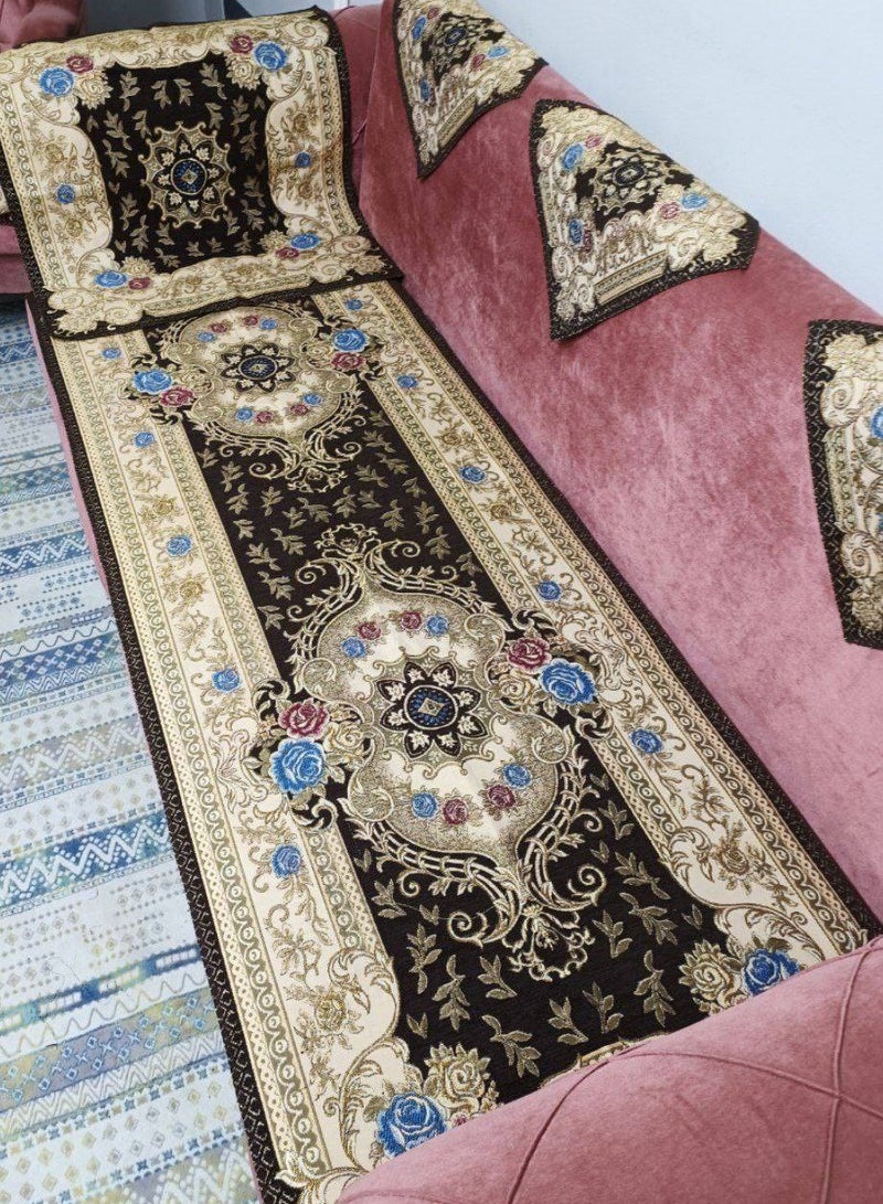 طقم بياضات انتريه شانليا بوكيهات 10 قطع  كمبه كبيره و كنبه  اصغر و2 كرسى و6 مناديل  - Image 4
