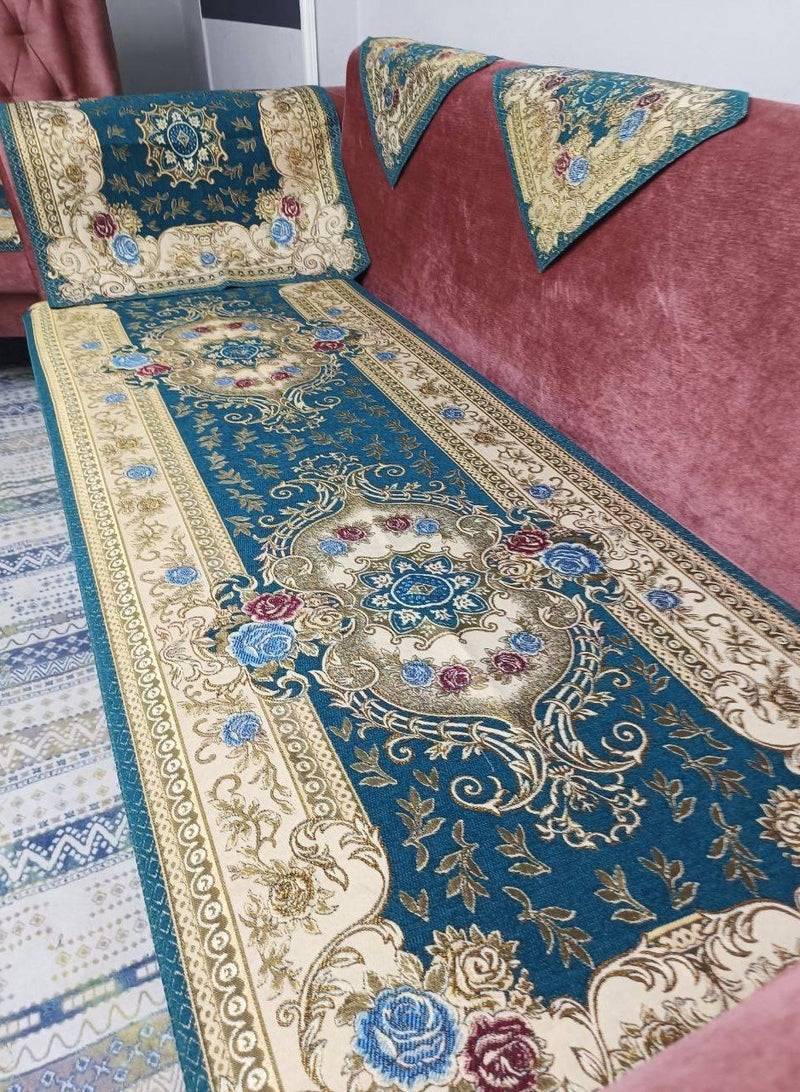 طقم بياضات انتريه شانليا بوكيهات 10 قطع  كمبه كبيره و كنبه  اصغر و2 كرسى و6 مناديل  - Image 5