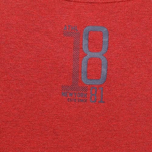 Van Heusen Athleisure Men's Solid Regular Fit T-Shirt (60078_Red Melange S) - Image 5