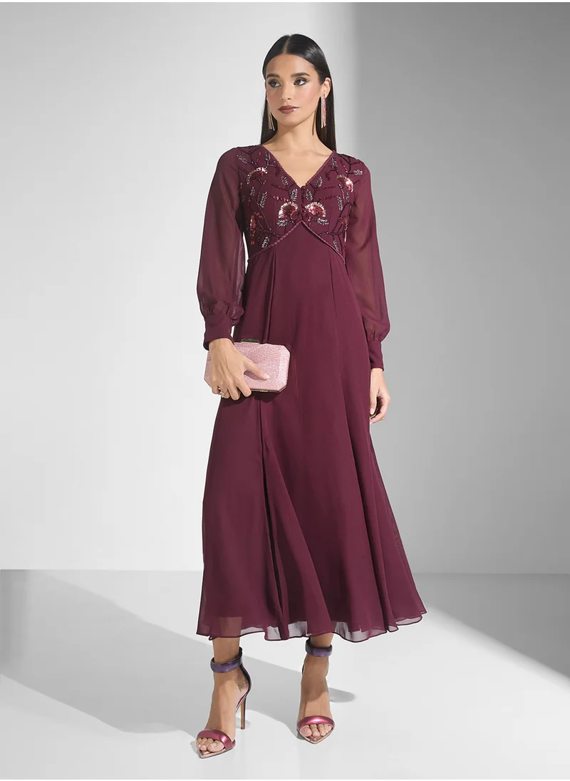 فروك اند فرل Embellished V-Neck Dress