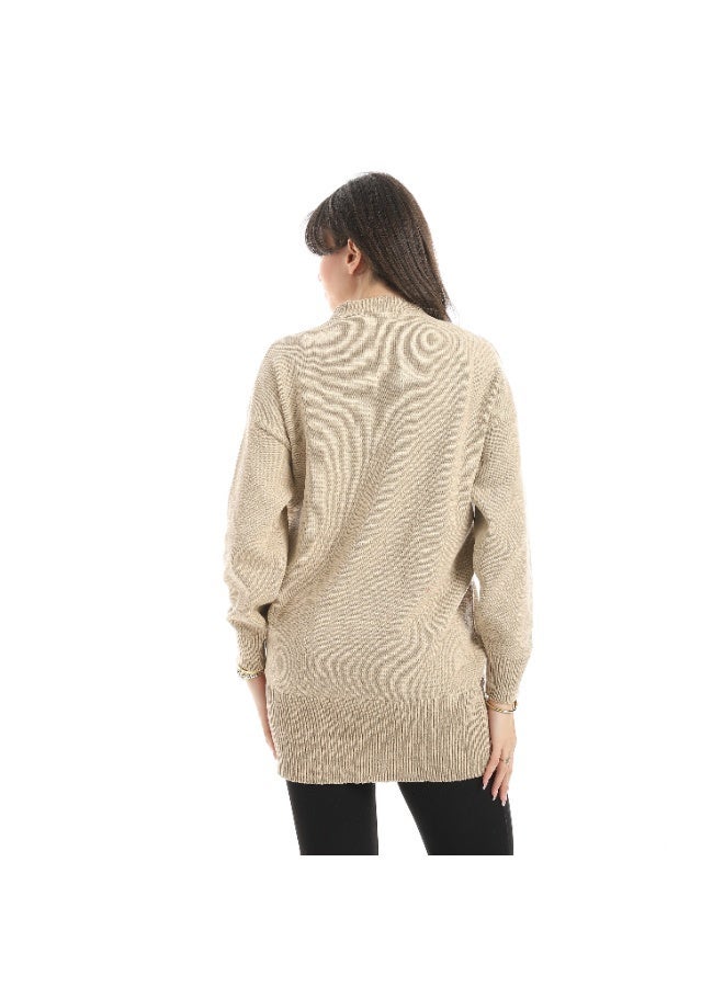 سيزار بلوفر صوف حريمي برقبة دائرية ومزود بتطريز علي الصدر - Image 5