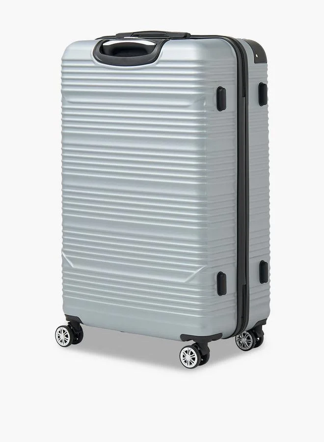 Wave SILVER Textured Hardcase Luggage Trolley With Retractable Handle - 24 Inches Check-In Bag  | Best Price UAE