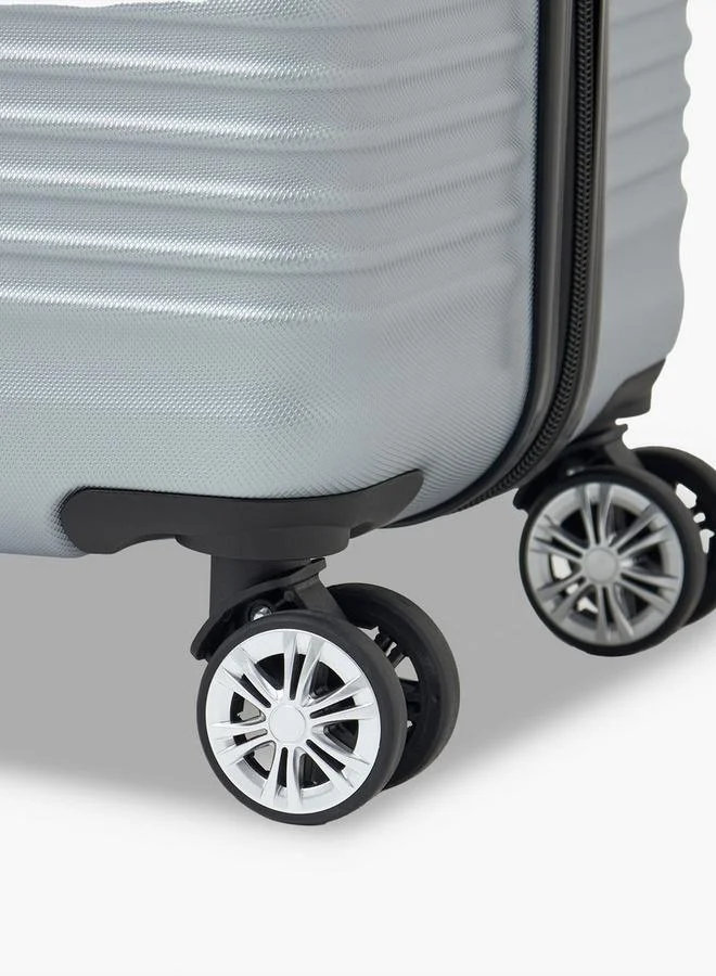 Wave SILVER Textured Hardcase Luggage Trolley With Retractable Handle - 24 Inches Check-In Bag  | Best Price UAE