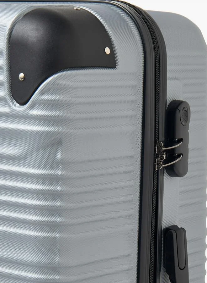 Wave SILVER Textured Hardcase Luggage Trolley With Retractable Handle - 24 Inches Check-In Bag  | Best Price UAE