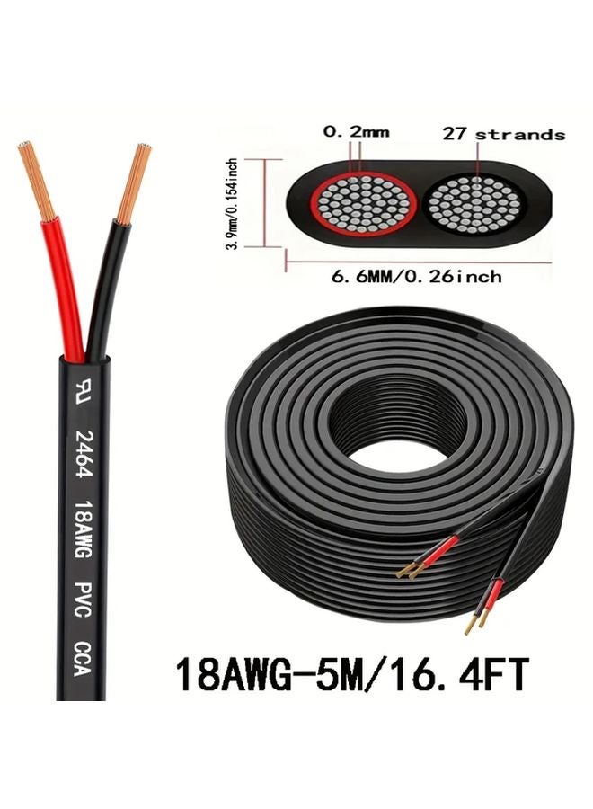 18AWG CCA Wire 196.85 Inch PVC Twin Core Copper Clad Aluminum For LED Strips Car Speakers - Image 1