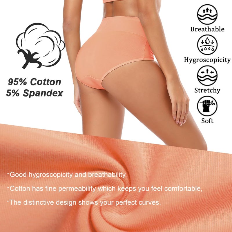 Molasus Women's Soft Cotton Underwear Briefs High Waisted Postpartum Panties Ladies Full Coverage Plus Size Underpants Pack of 5,3X-Large - Image 2