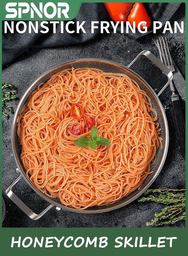 Spnor الفولاذ المقاوم للصدأ البايلا وعاء, 34CM البايلا وعاء مع الغطاء, ثلاثي طبقة غير اللاصق كبيرة عصير العسل Skillet, الفولاذ المقاوم للصدأ أدوات الطبخ, وعاء الاستقراء, Skillets للخارج, التخييم, الأطراف, وعاء الطبخ - Image 5