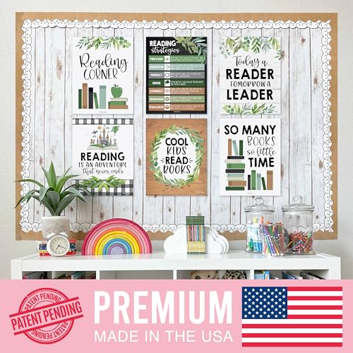 Hadley Designs Motivational Reading Posters For Classroom Elementary –6 Reading Strategies Posters For Classroom, Read Corner School Library Decor, Wall Read Sign, Farmhouse Bulletin Board Decorations - Image 3