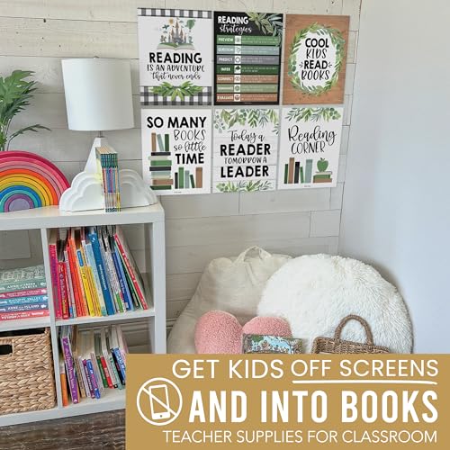 Hadley Designs Motivational Reading Posters For Classroom Elementary –6 Reading Strategies Posters For Classroom, Read Corner School Library Decor, Wall Read Sign, Farmhouse Bulletin Board Decorations - Image 2