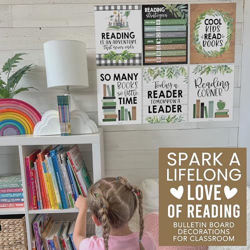 Hadley Designs Motivational Reading Posters For Classroom Elementary –6 Reading Strategies Posters For Classroom, Read Corner School Library Decor, Wall Read Sign, Farmhouse Bulletin Board Decorations - Image 5