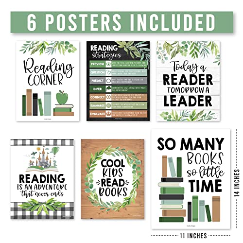 Hadley Designs Motivational Reading Posters For Classroom Elementary –6 Reading Strategies Posters For Classroom, Read Corner School Library Decor, Wall Read Sign, Farmhouse Bulletin Board Decorations - Image 4