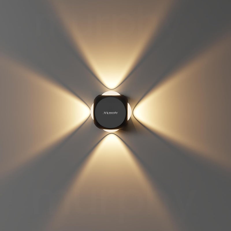 Murphy LED Outdoor Up/Down Wall Light - 6W, Warm White, (4 Multi-Directional Beams), IP65 Waterproof Aluminum Body, Pack of 1 (2-Year Warranty) - Image 1