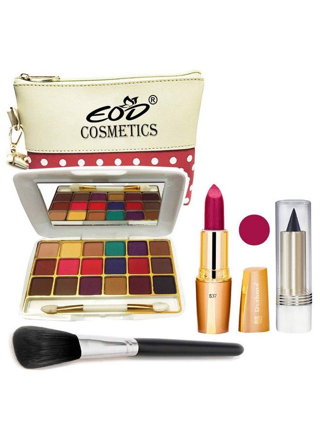 EOD Cosmetics Make Up Kit (18 Colors Eyeshadow1 Creamy Matte Lipstick1 Make Up Brush1 Kajal With Multipurpose Makeup Pouch) A31 Set Of 5 - Image 2