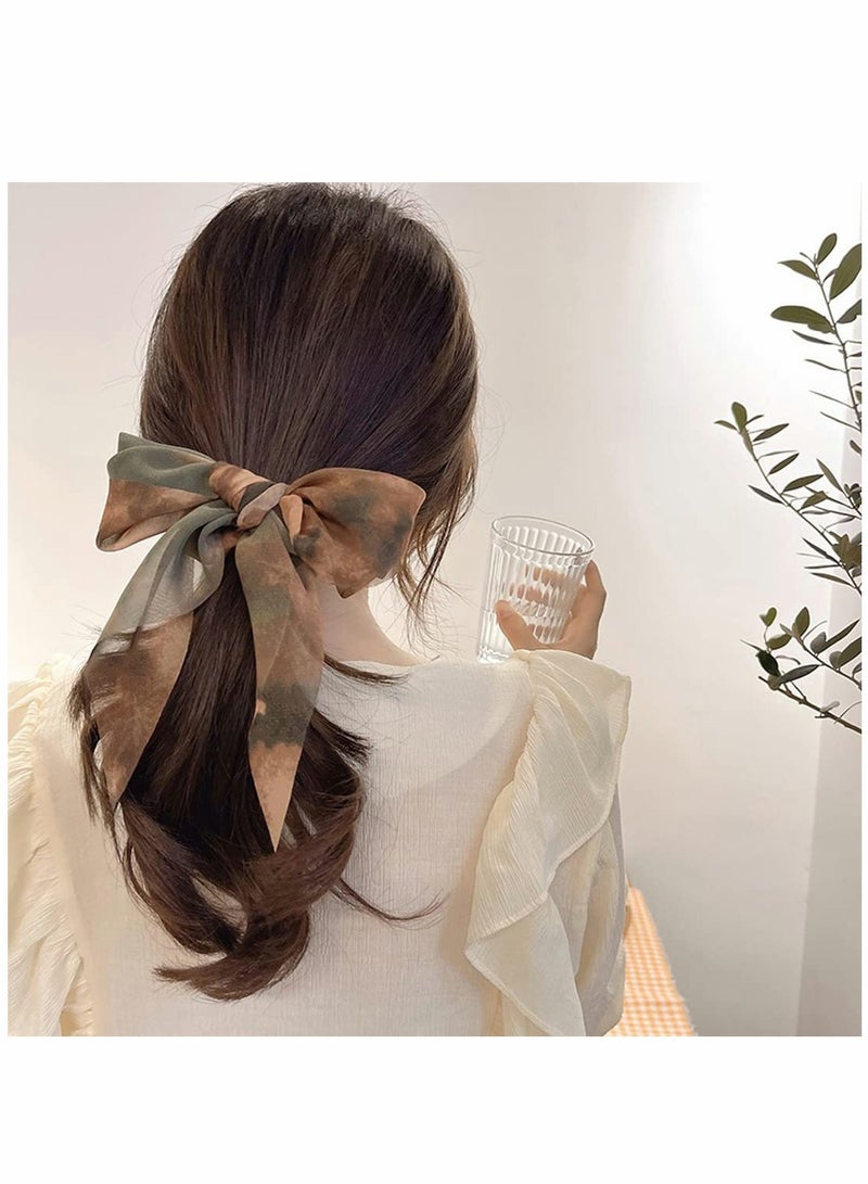 SOLARAE Chiffon Hair Scrunchies, Ribbon Elastic Bobbles Hair Ties Band, Elastics Ponytail Holder Scarf Scrunchies Hair Accessories for Women, Girls -3pcs - Image 5