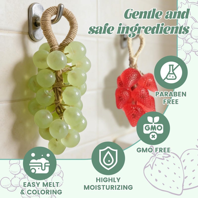PIUH Grape & Strawberry Soap Making Kit for Adults Beginners Making Gift Soaps, DIY Fruit Soap Making Supplies Handmade Craft Kit with Grape & Strawberry Soap Mold, Soap Base and Supplies - Image 4