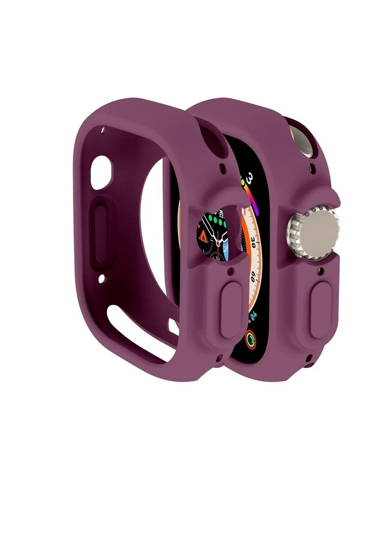 Generic Compatible with Apple Watch Ultra 49 mm case All-Round Shockproof TPU Silicone Protective Cover Bumper Shock-Absorbing Scratch-Resistant Protective case for Apple Watch Ultra 49 mm (Plum Color)  - Image 2
