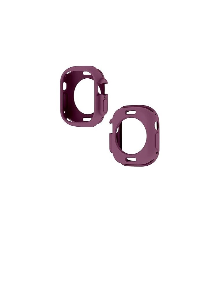 Generic Compatible with Apple Watch Ultra 49 mm case All-Round Shockproof TPU Silicone Protective Cover Bumper Shock-Absorbing Scratch-Resistant Protective case for Apple Watch Ultra 49 mm (Plum Color)  - Image 1
