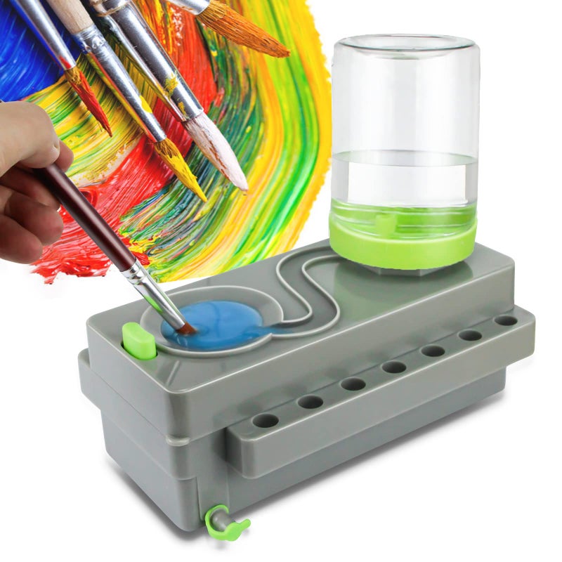 Paint Brush Cleaner Upgrade Painting Supplies Painting Station with Drain Strengthen Water Recycling Brush Rinser Paint Brush Cleaner Tool for Acrylic Watercolor and WaterBased Paints Grey