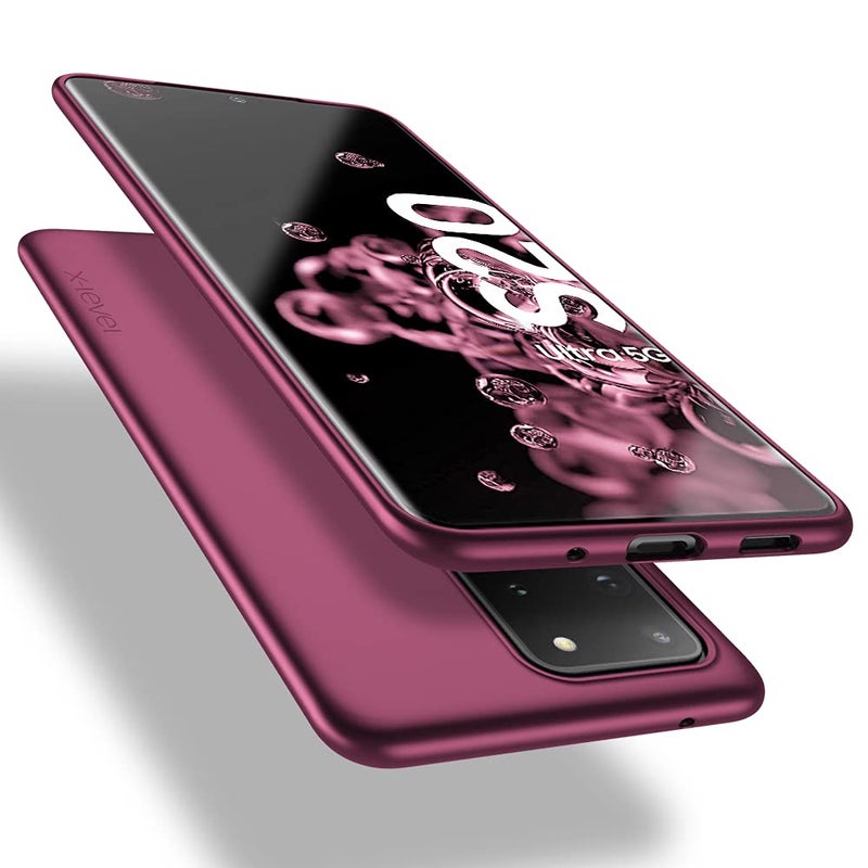 Xlevel Samsung Galaxy S20 Ultra 5G Case Slim Fit Soft TPU Ultra Thin S20 Ultra Mobile Phone Cover Matte Finish Coating Phone Case Compatiable Samsung Galaxy S20 UltraS20 Ultra 5G WineRed