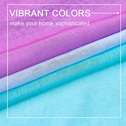 July Joy Faux Linen Ombre Sheer Curtains Blue and Purple 2 Tone Reversible Rod Pocket for Girls Bedroom, Privacy and Light Filtering Semi Gradient Window Curtain Pair, Set of 2 Panels, 54 x 63 inch - Image 5