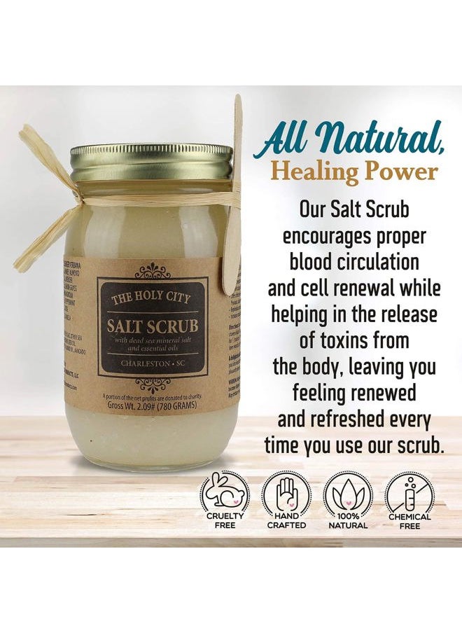 holy city skin products - Exfoliating Body Scrub - Pure Dead Sea Salt Scrub for Hands and Body, 16 fl oz Hydrating Moisturizing Skin Care for Body Acne, Eczema, Wrinkles (Ginger Verbena) - Image 1
