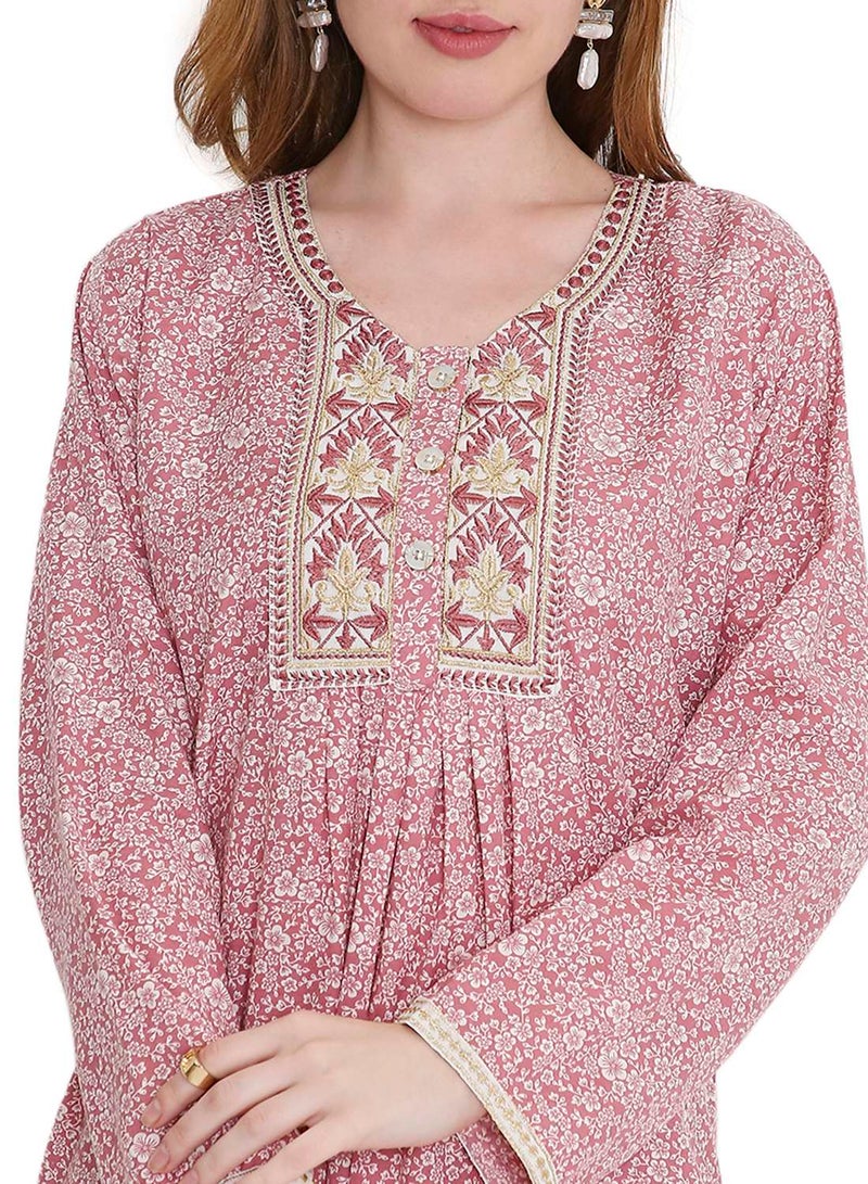 هانا آند سارا جلابية فرحة فيسكوز طويلة بتطريز خيوط مذهل - Image 3