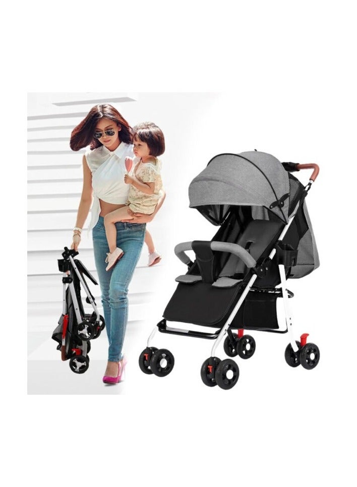عربة أطفال، عربة سفر خفيفة الوزن وصغيرة الحجم، قابلة للطي والطي، مناسبة للطائرات، مقعد شبه مسطح، مناسبة للأطفال حديثي الولادة وحتى الأطفال الصغار - Image 3