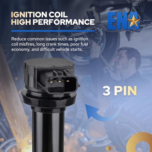 ENA مجموعة من 4 حزم لفائف الإشعال متوافقة مع نيسان 2000 2001 2002 سنترا 1.8 لتر L4 استبدال لـ 5C1243 E356 52-1704 IC456 22448-4M500 22448-4M50A UF-326 C1334 - Image 4