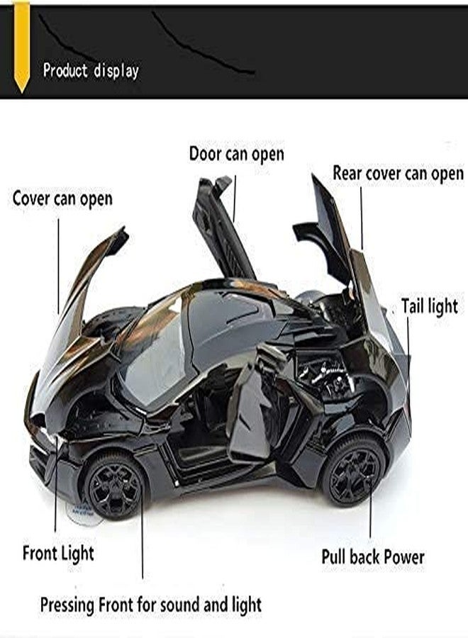 FEXXA 1:32 Scale Exclusive Alloy Metal Pull Back Die-cast Car Scale Model with Sound Light Mini Auto Toy for Kids Metal Model Toy Car with Sound and Light (LYKAN Hyper Sport -Multicolor) - Image 5
