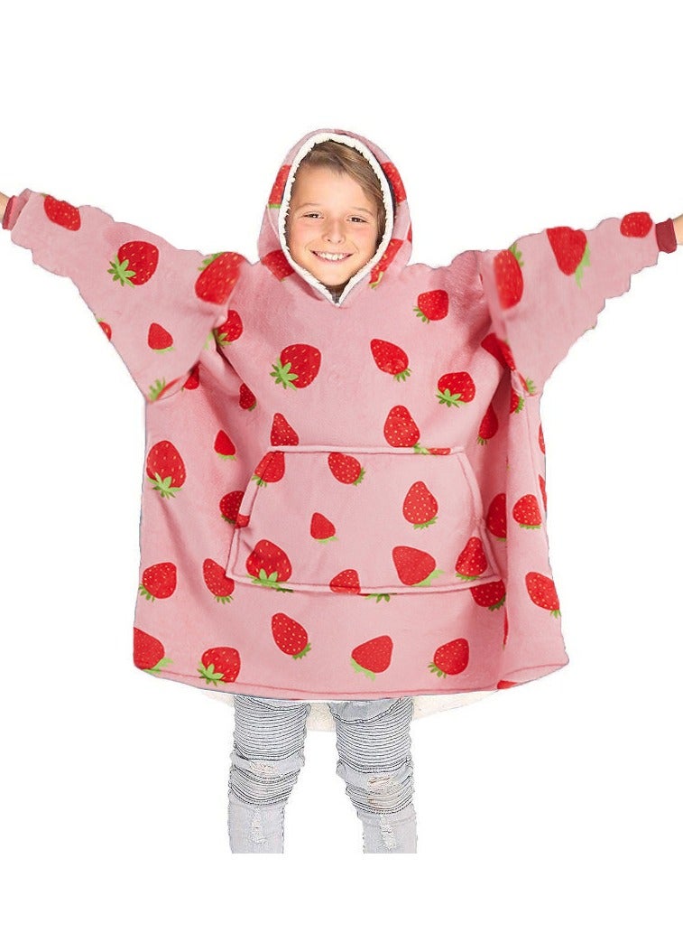 Loquat 2024 Amazon Outdoor Furniture Lazy Blanket Children's Solid Color Hoodie Warm Casual Jacket TV Blanket 