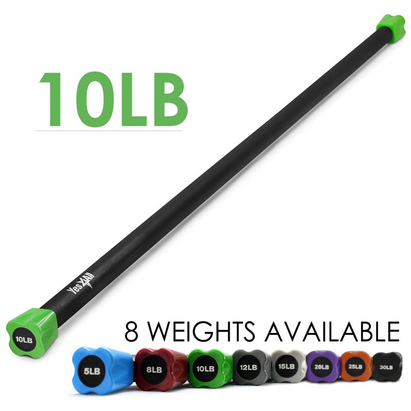Yes4All Total Body Workout Weighted Pilates Bar, Body Bar For Exercise, Therapy, Aerobics, and Yoga, Strength Training, 10lbs - Image 2