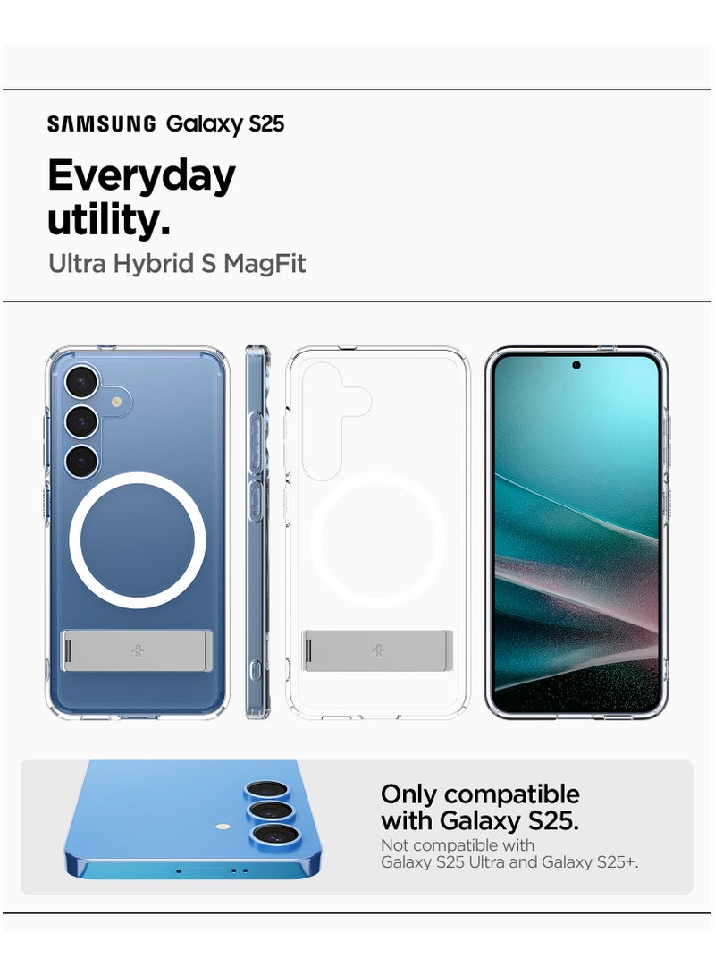 Spigen Ultra Hybrid S MagFit Samsung Galaxy S25 Case Cover MagSafe with Kickstand - Clear White - Image 2